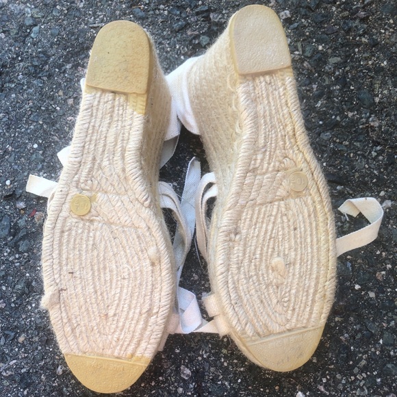 Tory Burch White ankle wrap wedge espadrilles Size 10.5 - Picture 11 of 11